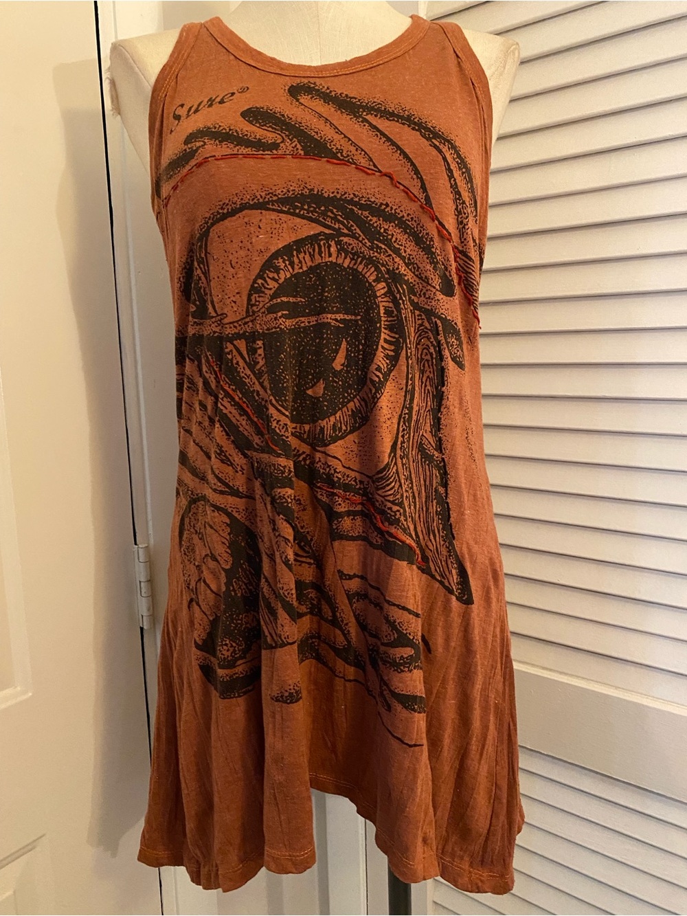 Rust Graphic ZKB 100% Cotton A-Line Racerback Tank Top - Women- Size L/XL